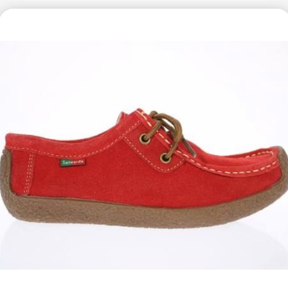 NWT Sanearda Red Suede Leather Lace Sneaker